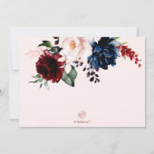 Burgundy Blush Navy Flowers Vrijgezellenfeest Kaart (Achterkant)