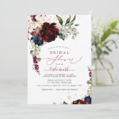 Burgundy Blush Navy H2 Peonies Vrijgezellenfeest Kaart (Staand voorkant)