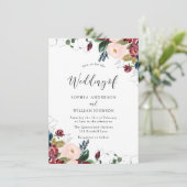 Burgundy Blush Navy Indigo Bloemen Bruiloft Kaart (Staand voorkant)