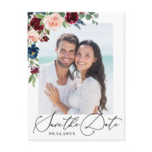 Burgundy Blush Navy PHOTO Weddenschap Save the Dat