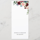 Burgundy Blush Navy Rozen Weddenschap Menu (Achterkant)