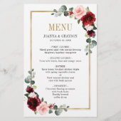 Burgundy Blush odern Geometric Wedding Menu (Voorkant)