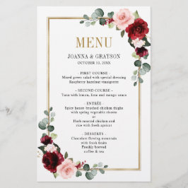 Burgundy Blush odern Geometric Wedding Menu