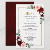 Burgundy Blush odern Geometric Wedding Menu (Voorkant / Achterkant)