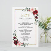 Burgundy Blush odern Geometric Wedding Menu (Staand voorkant)