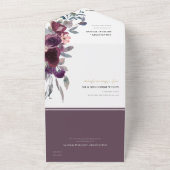 BURGUNDY BLUSH PEACH GROEN WATERVERF FLORAL ALL IN ONE UITNODIGING (Buitenkant)