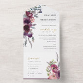 BURGUNDY BLUSH PEACH GROEN WATERVERF FLORAL ALL IN ONE UITNODIGING (Binnen)