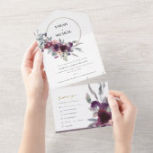 BURGUNDY BLUSH PEACH GROENE GRAY FLORAL WREATH ALL IN ONE UITNODIGING (Afscheurbaar)