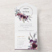 BURGUNDY BLUSH PEACH GROENE GRAY FLORAL WREATH ALL IN ONE UITNODIGING (Binnen)