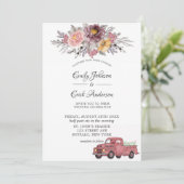 Burgundy Blush Peony Truck Weddenschap Kaart (Staand voorkant)