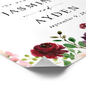 Burgundy & Blush Pink 4 Floral Welcome Sign Poster (Hoek)