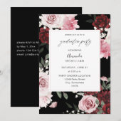 Burgundy & Blush Pink 6 Floral Gradual Party B Kaart (Voorkant / Achterkant)