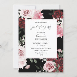 Burgundy & Blush Pink 6 Floral Gradual Party B Kaart