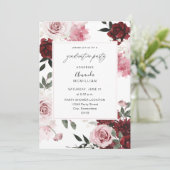Burgundy & Blush Pink 6 Floral Gradual Party Kaart (Staand voorkant)
