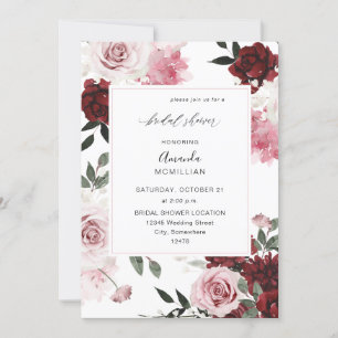 Burgundy & Blush Pink 6 Floral Vrijgezellenfeest Kaart