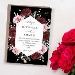 Burgundy & Blush Pink 6 Floral Weddenschap - Zwart Kaart<br><div class="desc">Haal je gasten in de enthousiasme voor je bruiloft met je Burgundy & Blush Pink 6 Floral bruiloft uitnodiging.</div>