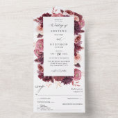 Burgundy & Blush Pink 8B Weddenschap 2 All In One Uitnodiging (Binnen)