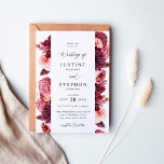 Burgundy & Blush Pink 8B Weddenschap 2 Kaart<br><div class="desc">Krijg je gasten in de opwinding voor uw bruiloft met uw White Pumpkin Herfst Floral Wedding Invitations. Wijn Bourgondië en Blush Roze handgeschilderde, waterverf bloemstukken omringen de kalligrafie en uw trouwdetails in deze luxe en moderne bruiloft uitnodiging. Afdrukken van hoge kwaliteit op professionele printers brengt uw illustraties tot leven. Kies...</div>