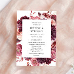 Burgundy & Blush Pink 8B Wedding Ceremony Program Kaart<br><div class="desc">Gids uw gasten met de volgorde van uw ceremonie met prachtige Bourgogne & Blush Pink 8B Wedding Ceremony Programma's.</div>