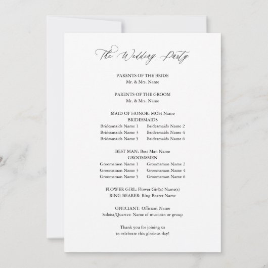 Burgundy & Blush Pink 8B Wedding Ceremony Program Kaart (Achterkant)