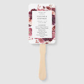 Burgundy & Blush Pink 8B Wedding Programme Handtek Handwaaier (Voorkant)