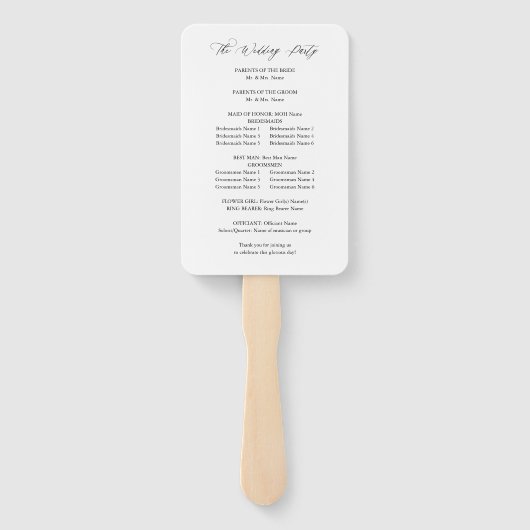 Burgundy & Blush Pink 8B Wedding Programme Handtek Handwaaier (Achterkant)