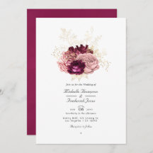 Burgundy Blush Pink and Gold QR Code RSVP Weddensc
