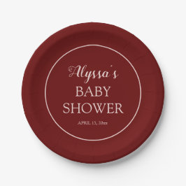 Burgundy Blush Pink Baby shower Papieren Bordje