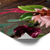 Burgundy Blush Pink Barn Board Weddenschap Welkom Poster (Hoek)