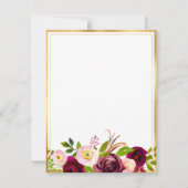 Burgundy Blush Pink Botanical Floral Monogram Notitiekaartje (Achterkant)