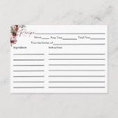 Burgundy Blush Pink Bridal Shower Recipe Card Informatiekaartje (Voorkant)