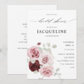 Burgundy & Blush Pink Floral 6 Ele Vrijgezellenfee Kaart (Voorkant / Achterkant)