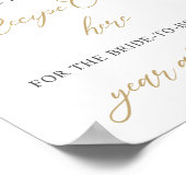 Burgundy Blush Pink Floral Bridal breng een recept Poster (Hoek)