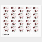 Burgundy & Blush Pink Floral Dank je Vierkante Sticker (Vel)