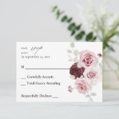 Burgundy & Blush Pink Floral Ele 6 no Meal RSVP 2 (Staand voorkant)