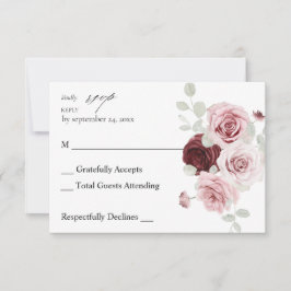 Burgundy & Blush Pink Floral Ele 6 no Meal RSVP 2