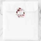 Burgundy & Blush Pink Floral Ele Dank je Vierkante Sticker (Tas)