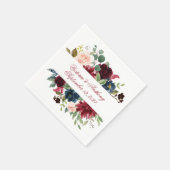 Burgundy Blush Pink Floral Elegant Script Weduwsch Servet (Hoek)