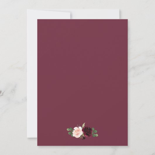 Burgundy Blush Pink Floral Eucalyptus Weddenschap Save The Date (Achterkant)