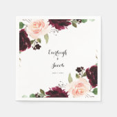 Burgundy Blush Pink Floral Eucalyptus Weddenschap Servet (Voorkant)