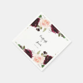 Burgundy Blush Pink Floral Eucalyptus Weddenschap Servet (Hoek)
