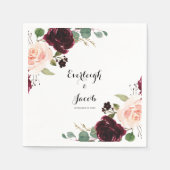 Burgundy Blush Pink Floral Eucalyptus Weddenschap Servet (Voorkant)