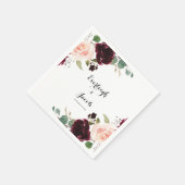 Burgundy Blush Pink Floral Eucalyptus Weddenschap Servet (Hoek)