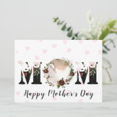 Burgundy Blush Pink Floral Foto Moederdag Kaart (Staand voorkant)