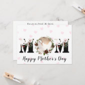 Burgundy Blush Pink Floral Foto Moederdag Kaart (Voorkant / Achterkant in situ)