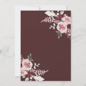 Burgundy Blush Pink Floral Foto Save the Date Kaart (Achterkant)