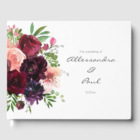 Burgundy & Blush Pink Floral Gastenboek (Voorkant)