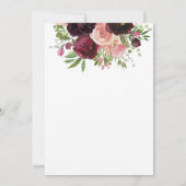 Burgundy & Blush Pink Floral & Lijst Afstuderen Kaart (Achterkant)