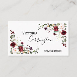 Burgundy Blush Pink Floral Modern Visitekaartje