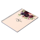 Burgundy & Blush Pink Floral Monogram Notitieboek (Linkerzijde)